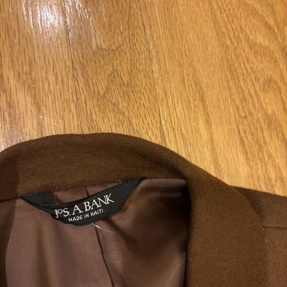 Jos A Bank Winter Pea Coat Mens Size 46L Brown Formal Wool Jacket - Picture 3 of 6